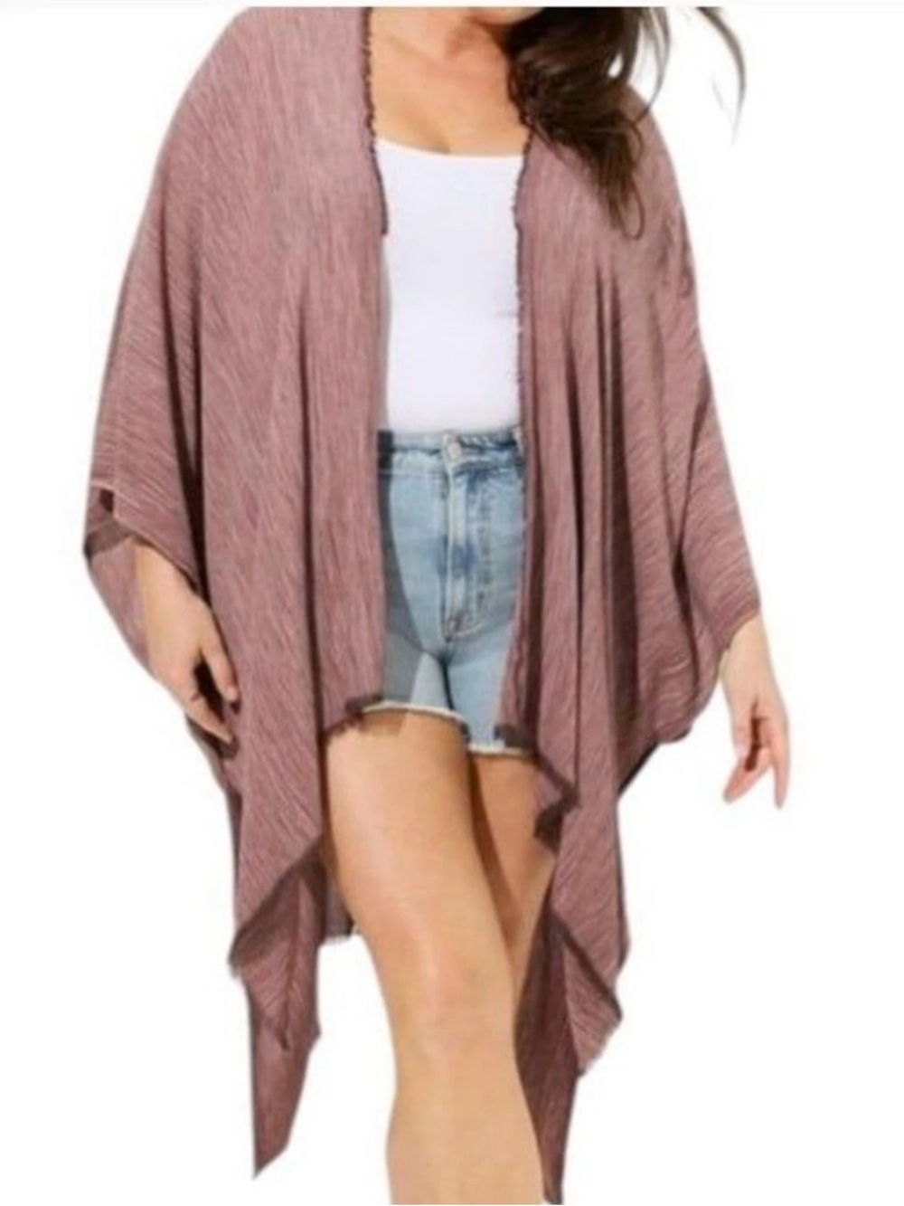 Torrid Lightweight Woven Ruana Rose Taupe